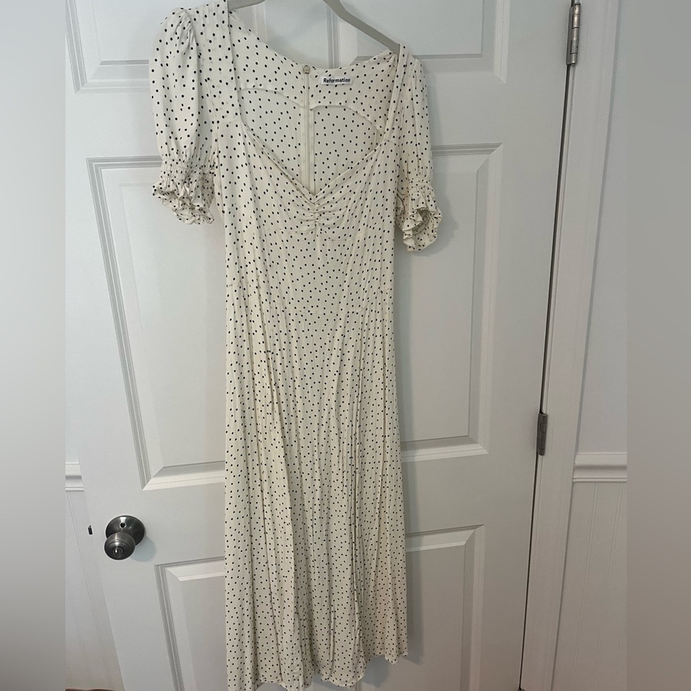 Reformation Cream Puff Sleeve Midi Dress size 8